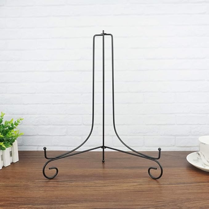 (2 pack)Iron Display Stand Large Black Iron Easel Plate Display Photo Holder Stand, Displays Picture Frames,Decorative Plates, Tablets and Art 15 Inch