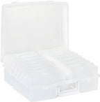 novelinks Transparent 4" x 6" Photo Organizers and Photo Storage Box with Handle, 16 Inner Photo Cases, Portable Picture Organizers & Photo Storage Containers (Clear)
