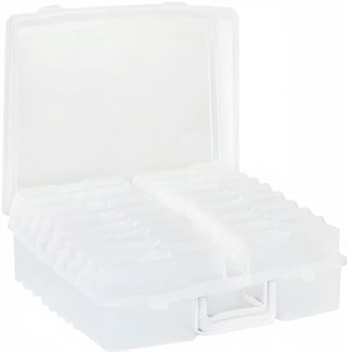 novelinks Transparent 4" x 6" Photo Organizers and Photo Storage Box with Handle, 16 Inner Photo Cases, Portable Picture Organizers & Photo Storage Containers (Clear)