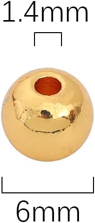 18K Gold Plated Round Spacer Beads 6mm 30pcs for Jewelry Making Findings Non Tarnish