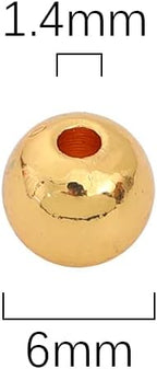 18K Gold Plated Round Spacer Beads 6mm 30pcs for Jewelry Making Findings Non Tarnish