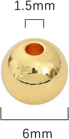 14K Gold Plated Round Spacer Beads 6mm 30pcs for Jewelry Making Findings Non Tarnish