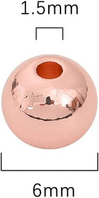 Rose Gold Plated Round Spacer Beads 6mm 30pcs for Jewelry Making Findings Non Tarnish