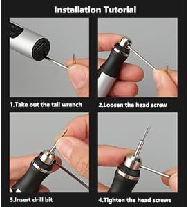 Rechargeable cordless Electric Micro Engraver Pen Mini DIY Engraving Tool Kit for Metal Glass Ceramic Plastic Wood Jewelry with 30 Bits and 16 Stencils and 1 Scriber Pen (silver)