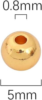 18K Gold Plated Round Spacer Beads 5mm 60pcs for Jewelry Making Findings Non Tarnish