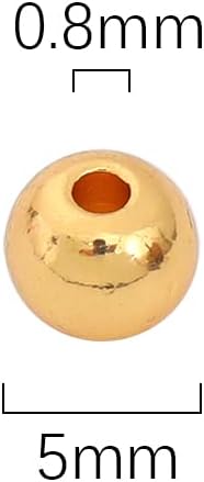 18K Gold Plated Round Spacer Beads 5mm 60pcs for Jewelry Making Findings Non Tarnish