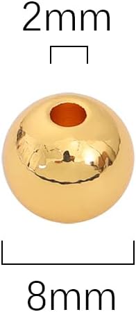 18K Gold Plated Round Spacer Beads 8mm 20pcs for Jewelry Making Findings Non Tarnish
