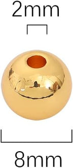 18K Gold Plated Round Spacer Beads 8mm 20pcs for Jewelry Making Findings Non Tarnish