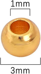 18K Gold Plated Round Spacer Beads 3mm 300pcs for Jewelry Making Findings Non Tarnish