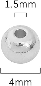 Platinum Plated Round Spacer Beads 4mm 100pcs for Jewelry Making Findings Non Tarnish
