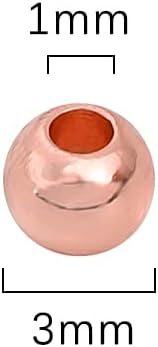 Rose Gold Plated Round Spacer Beads 3mm 300pcs for Jewelry Making Findings Non Tarnish