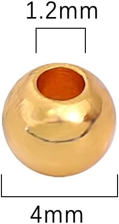 18K Gold Plated Round Spacer Beads 4mm 100pcs for Jewelry Making Findings Non Tarnish