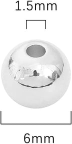 Silver Plated Round Spacer Beads 6mm 30pcs for Jewelry Making Findings Non Tarnish