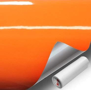 VViViD High Gloss Finish Adhesive Craft 12" x 48" Vinyl Roll Bundle with 12" x 12" Oracal Transfer Paper (2 Items)(Fluorescent Orange)