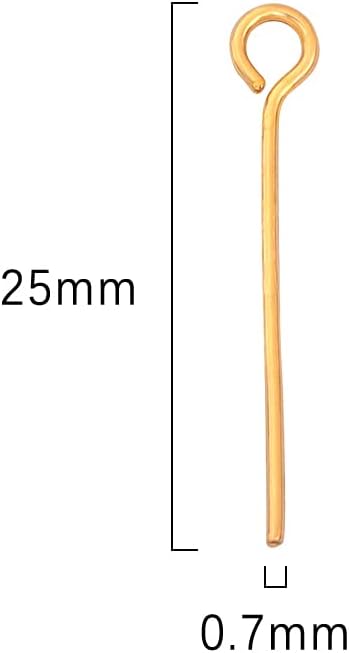18K Gold Plated Open Eye Pins Non Tarnish 25mm 200pcs for Jewelry Making Findings