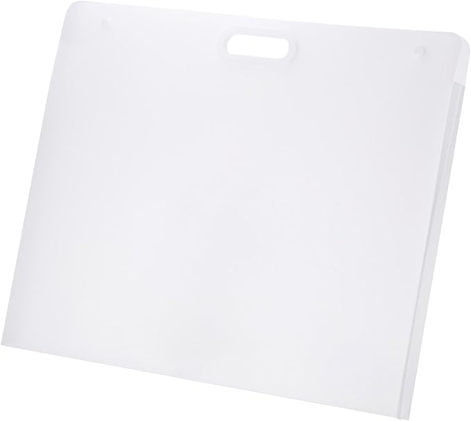 PATIKIL 22 x 18 Inch Plastic Art Portfolio, Large Art Storage Bag with Handles, Waterproof Folder Container for Artwork Drawing Sketch Poster Photography Diamond Painted, Clear White