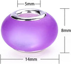 100 Pieces 14mm European Large Hole Spacer Beads Mix Color with Silver Brass Cores Assortments Charm Lampwork Beads Supplies for Necklace Bracelets Jewelry Making (Frosted cat Eye)