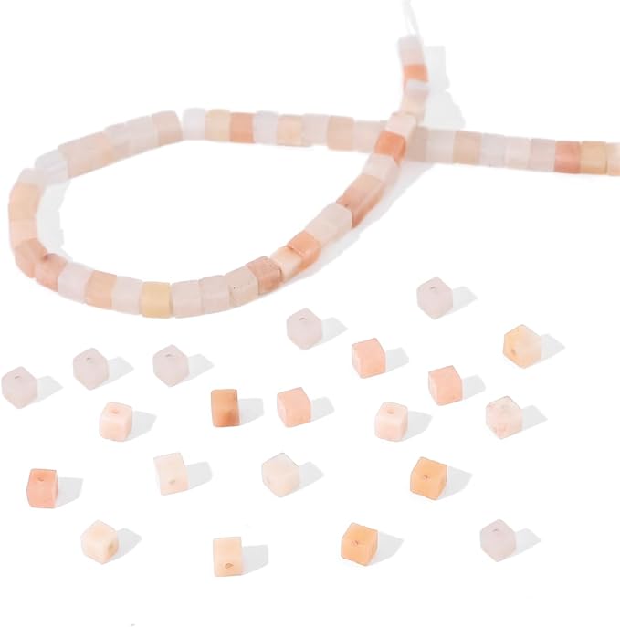Natural Pink Aventurine Square Stone Beads 4x4mm 85pcs Cube Loose Semi Gemstone Beads for Jewelry Making Design
