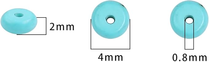 Natural Blue Turquoise Spacer Beads Caps Rondelle Disk Loose Beads for Beading Jewelry Making 4mmx2mm 38cm