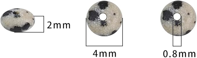 Natural Dalmatian Stone Spacer Beads Caps Rondelle Disk Loose Beads for Beading Jewelry Making 4mmx2mm 38cm