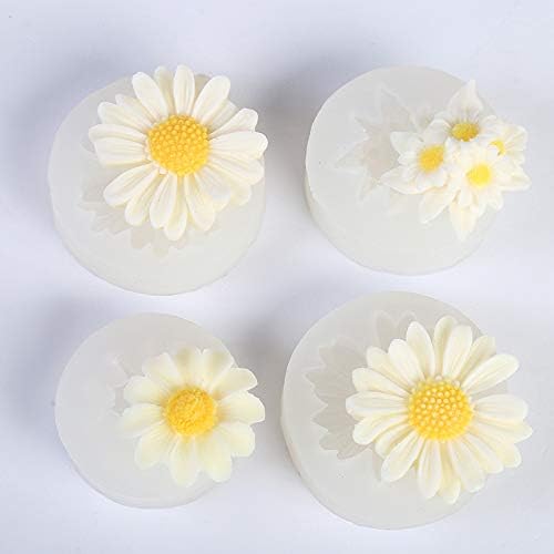 4 Pack Daisy Molds Flower Resin Mold - Resin Casting Silicone Molds for Home Decor & Candle Making Wave Spiral Mold