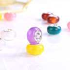 100 Pieces 14mm European Large Hole Spacer Beads Mix Color with Silver Brass Cores Assortments Charm Lampwork Beads Supplies for Necklace Bracelets Jewelry Making (Cat Eye)