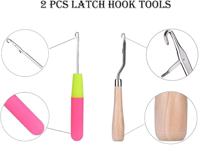 Puzamen Latch Hook Pillow Kits Butterfly Crochet Yarn Cushion Colour Pre-Printed Canvas Rug Needlework DIY Pillowcase Hook and Latch Kit for Adults Beginner Home Arts Crafts Sofa Decoration