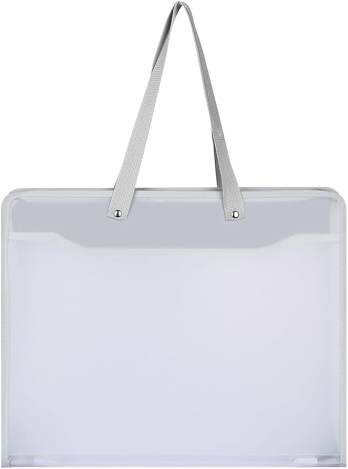 Shulaner Plastic Art Portfolio Folder with Zipper and Handle Large Waterproof Bag Artwork Storage Container for Drawing Sketch Photography Poster Files Document White