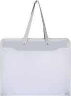 Shulaner Plastic Art Portfolio Folder with Zipper and Handle Large Waterproof Bag Artwork Storage Container for Drawing Sketch Photography Poster Files Document White