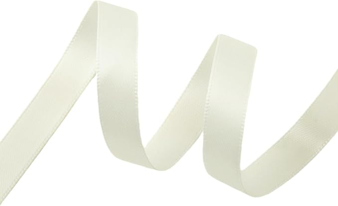 Cream Ribbon 3/8 Inch Double Face Satin Ribbon for Gift Wrapping Hair Bows Making Chair Sash Valentine's Day Wedding Birthday Party Invitation Decorations Floral Craft Sewing, 25 Yards