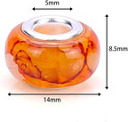 100 Pieces 14mm European Large Hole Spacer Beads Mix Color with Silver Brass Cores Assortments Charm Lampwork Beads Supplies for Necklace Bracelets Jewelry Making (Golden Wire Water Pattern)