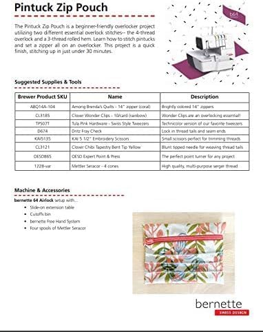 Bernette B64 Airlock Serger Overlocker with Air Threading | 1300SPM, 16 Stitches, Free Arm, LED Light, Free Hand System | 6 Overlock Foot Kit Extension Table