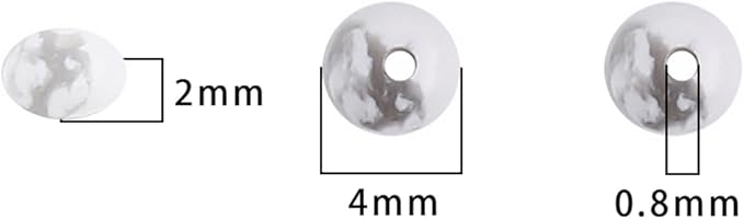 Natural White Howlite Spacer Beads Caps Rondelle Disk Loose Beads for Beading Jewelry Making 4mmx2mm 38cm