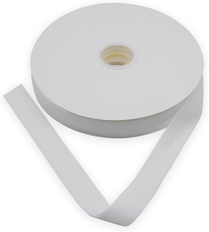 Nylon Velvet Ribbon Single Faced,1 Inch X 25Yards Spool (White)