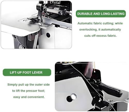 Heavy Duty Serger Sewing Machine with Metal Frame, Overlock & Coverstitch for Leather, Perfect for Thick Fabrics - Durable Overlocker in Blue