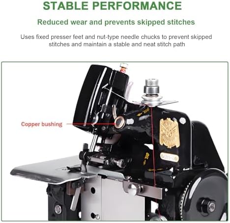 Heavy Duty Serger Sewing Machine - Metal Overlock for Leather, Handheld Coverstitch, Perfect Overlocker for Thick Fabrics - Durable Blue Design