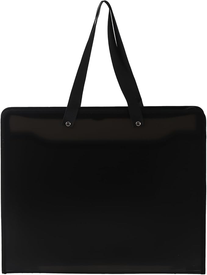 Shulaner Plastic Art Portfolio Folder with Zipper and Handle 17 x 14 inches Large Waterproof Bag Artwork Storage Container for Drawing Sketch Photography Poster Files Document, Black
