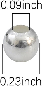 925 Sterling Silver Round Beads 6mm 6pcs for Jewelry Making Findings