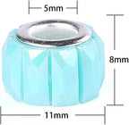 100 Pieces 14mm European Large Hole Spacer Beads Mix Color with Silver Brass Cores Assortments Charm Lampwork Beads Supplies for Necklace Bracelets Jewelry Making (Opaque Baguette Diamonds)