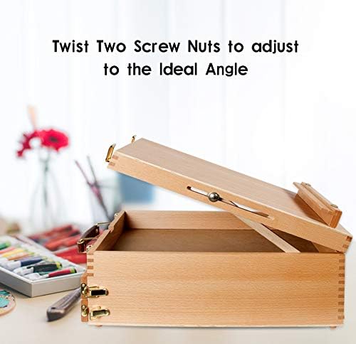 Kuyal Art Supplies Box Easel Sketchbox Painting Storage Box-Adjustable Design with Large 2-Drawer