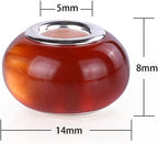 100 Pieces 14mm European Large Hole Spacer Beads Mix Color with Silver Brass Cores Assortments Charm Lampwork Beads Supplies for Necklace Bracelets Jewelry Making (Cat Eye)