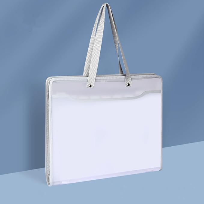 Shulaner Plastic Art Portfolio Folder with Zipper and Handle Large Waterproof Bag Artwork Storage Container for Drawing Sketch Photography Poster Files Document White