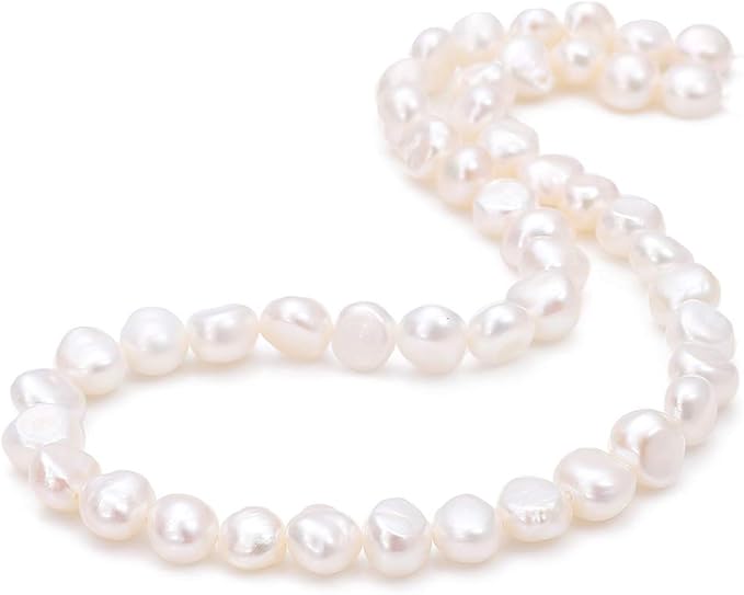 Natural Pearl Beads Side Hole 8-9mm White Freshwater Cultured Loose Gemstone Beads for DIY Jewelry Making 13.8''/Strand