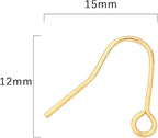 18K Gold Plated Earring Hooks 12x15mm 100pcs for Jewelry Making Findings