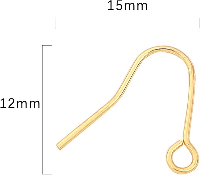 18K Gold Plated Earring Hooks 12x15mm 100pcs for Jewelry Making Findings