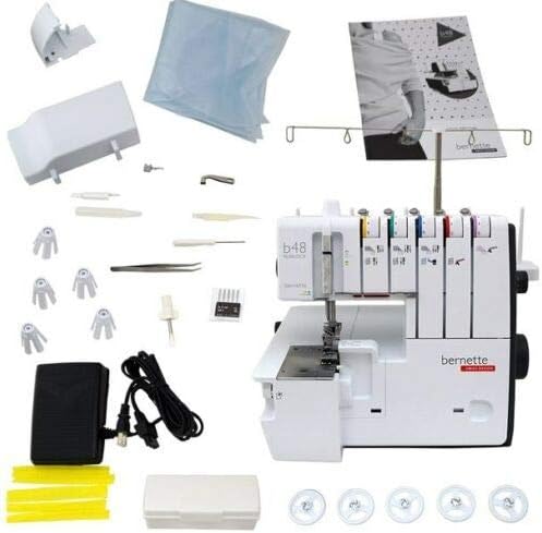 Bernette B48 Funlock Serger Coverstitch Overlock Machine | Heavy Duty Sewing Quilting Performance for Beginners and Professionals | 23 Stitches LED Light 1300 SPM Easy Threading Knife Control
