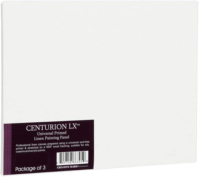 Centurion All-Media Primed Linen Panels - 6x6 3 Pack - 11oz Universal Primed Canvas Boards for Painting, Mounted on MDF Wood, Non-Warping, Ideal for Artists, Professionals, and Painters
