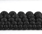 45pcs 8mm Natural Stone Beads Black Lava Beads Energy Crystal Power Gemstone for Jewelry Making, DIY Bracelet Necklace