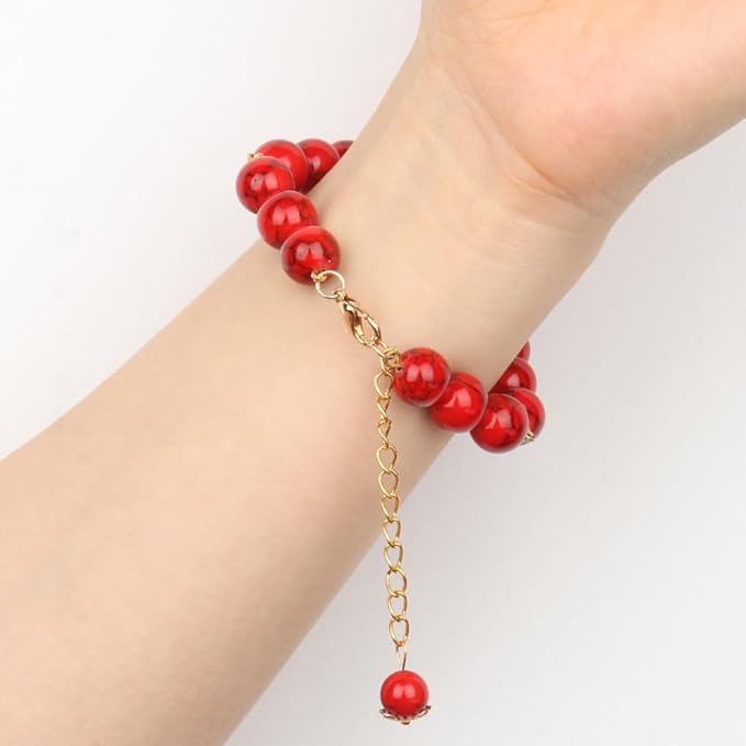 8mm Red Beads for Bracelets Turquoise Beads, Natural Stone Beads Gemstone Beads for Jewelry Making,DIY Bracelet Necklace 45pcs