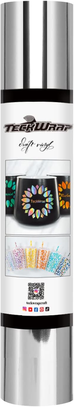 TECKWRAP Silver Chrome Vinyl Permanent Adhesive Silver Permanent Vinyl 1ftx5ft